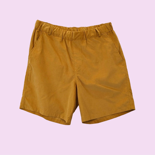 Bather Mustard Corduroy 70s Leisure Bermuda Shorts Men Elasticized Waist Size L