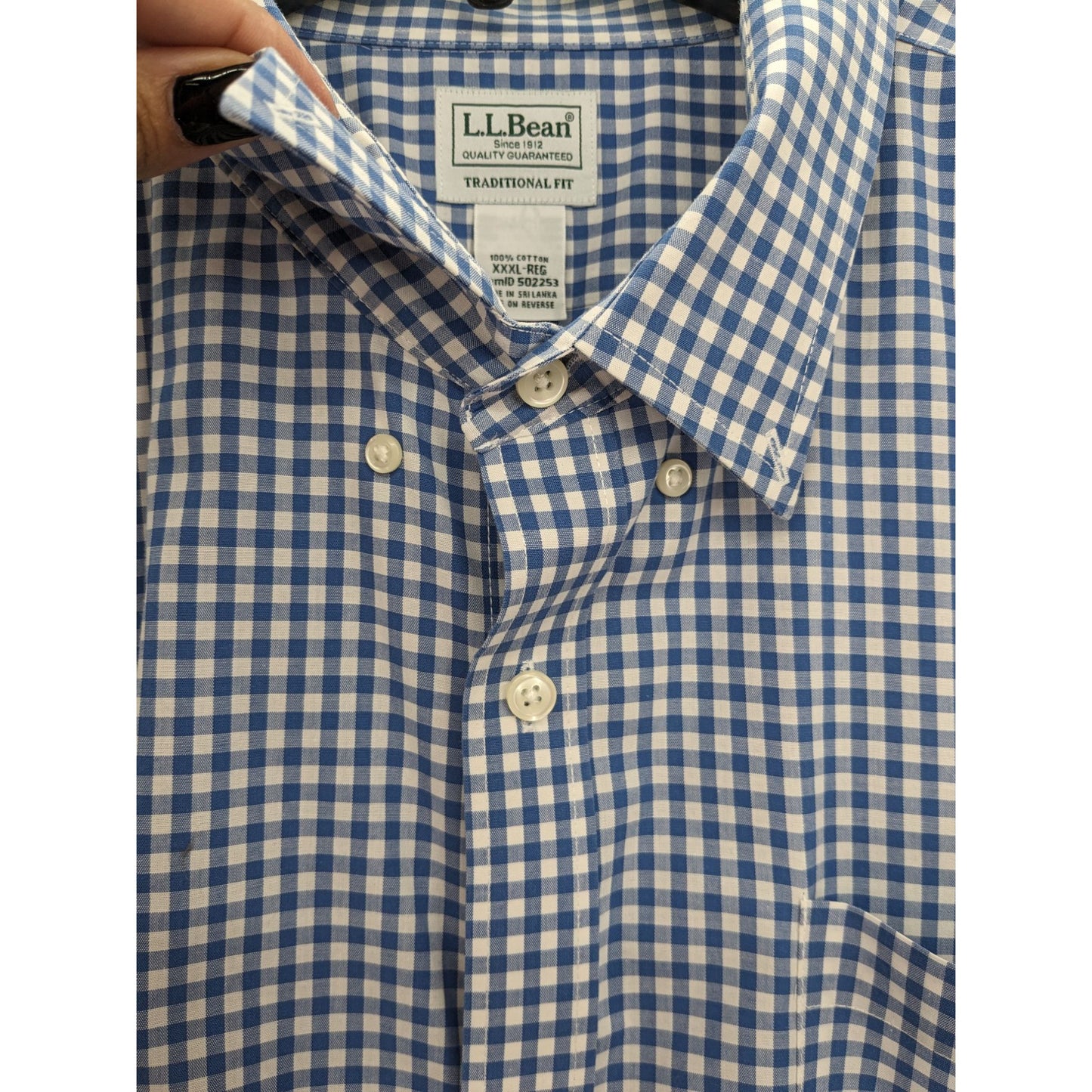 L.L. Bean Wrinkle-Free Traditional Fit Unticked Fit Plaid  Men Shirt Size XXXL