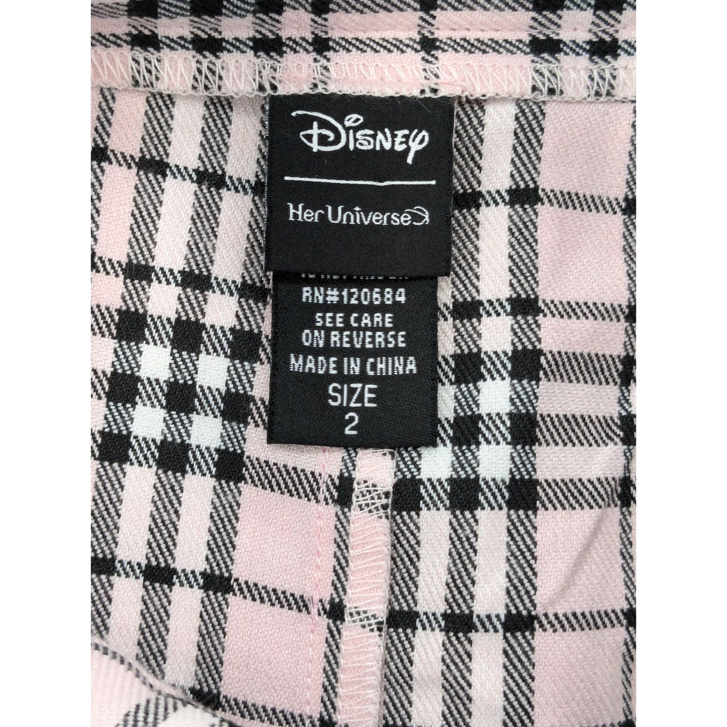 Disney Y2K Plaid Pleated Skort Soft Pink & Black Mini Women Size 2X Academia