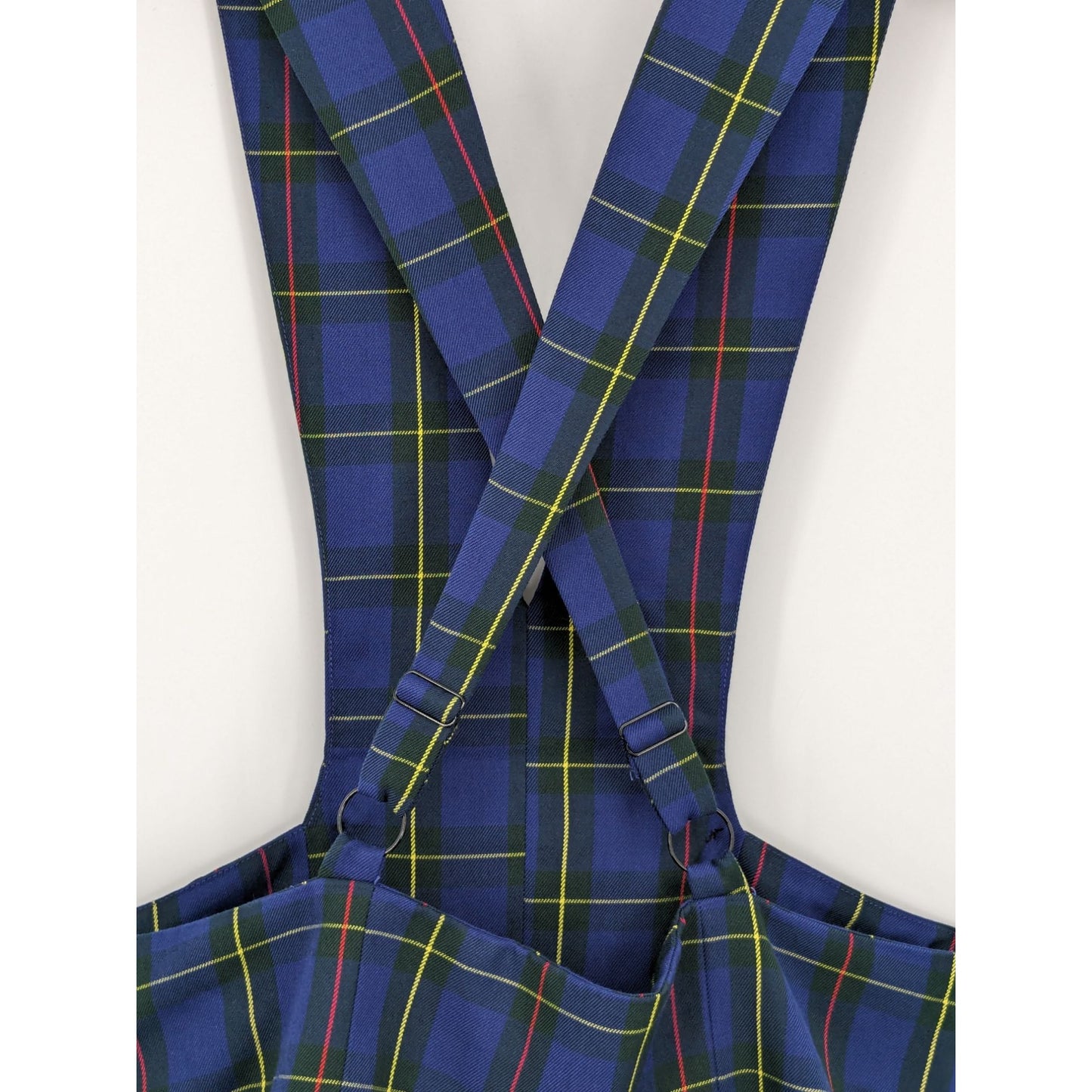 Hot topic Blue Plaid Bib Suspenders Academia Punk Preppy Women Skirtall Size L