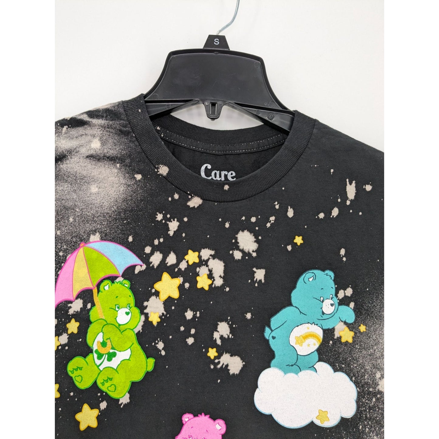 Care Bears Bleached Group Cloud Black Grunge Boyfriend Fit Women T-Shirt Size M