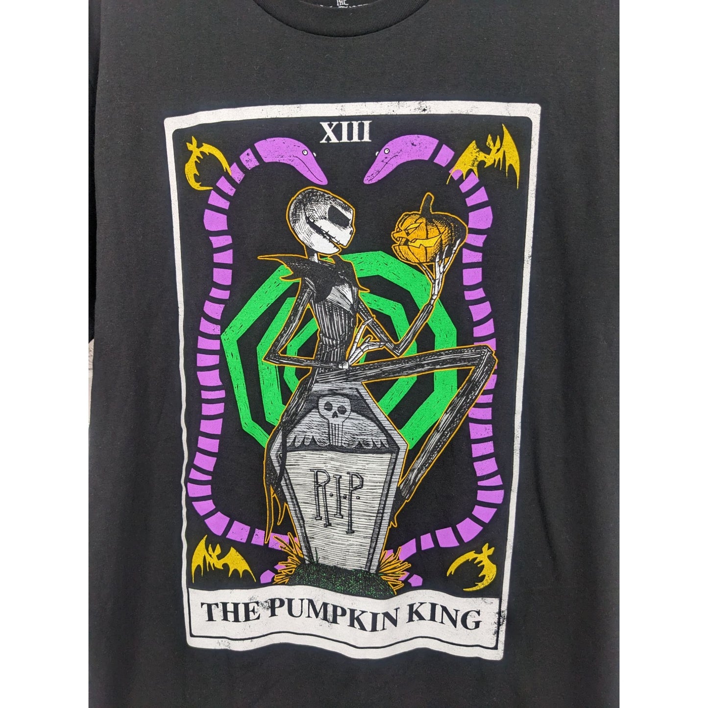 Disney The Night Before Christmas Pumpkin King Tarot Black T-shirt Size S