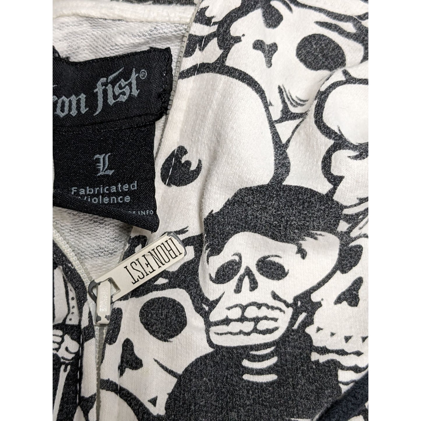 Iron Fist Men Dia De los Muertos Full Zip-Up Hoodie Size L