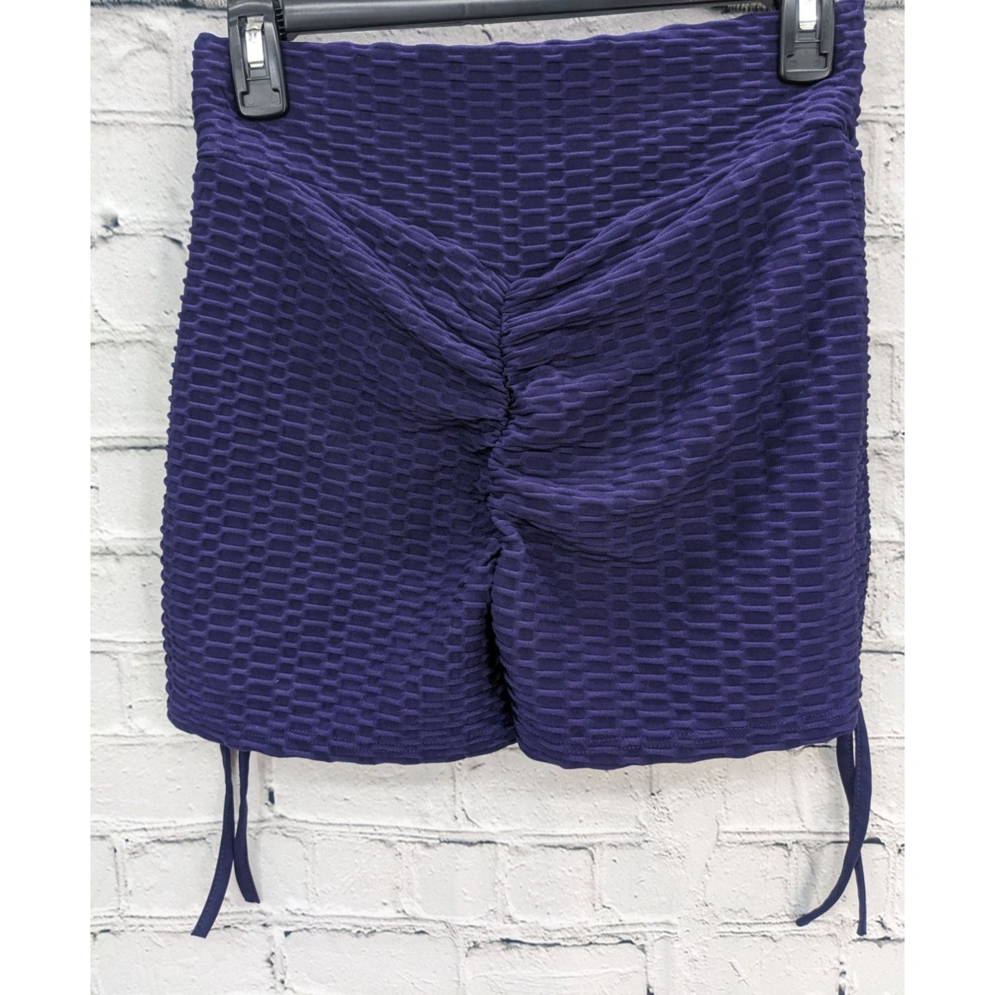 Forever 21 Women Purple Active Textured Drawstring Biker Shorts Size XL