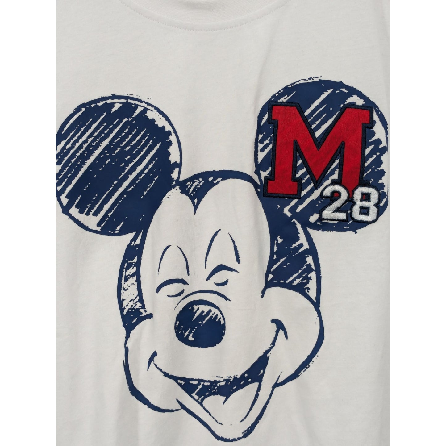 Disney Women White Mickey Mouse Embroidery 28 Boxy Y2K Crop T-Shirt Size 2X