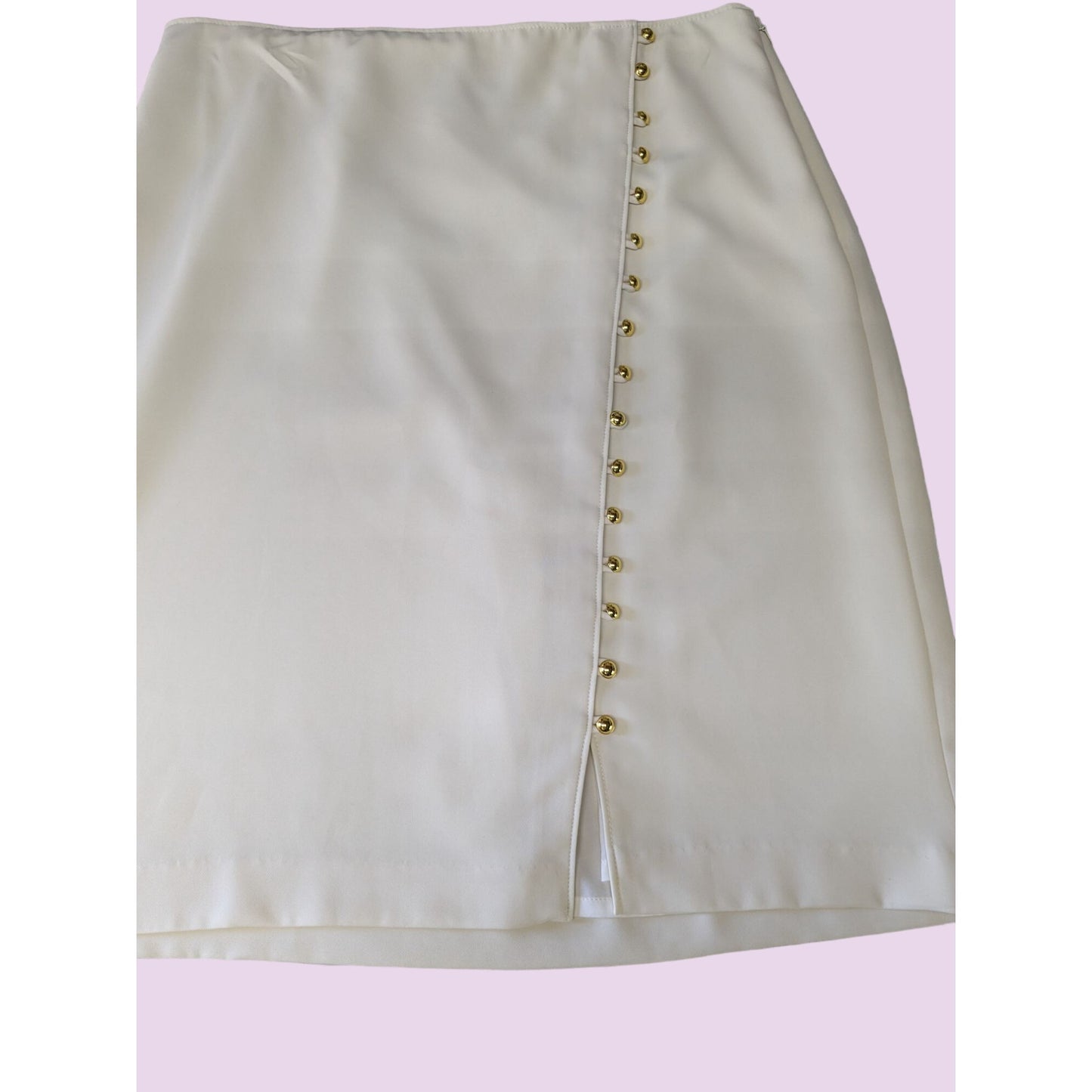 Talbots Ivory Gold Button A-line  Preppy Career Women Classy Mini Skirt Size 12