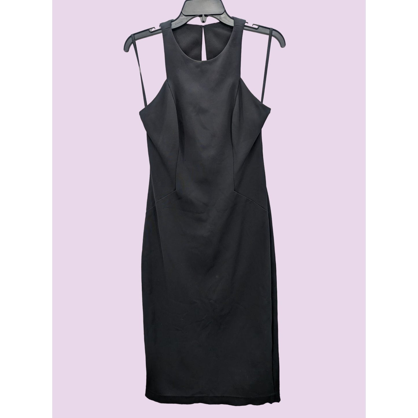 Lauren Ralph Lauren Women Black Open Back Halter Neck Midi Career Dress Size 6