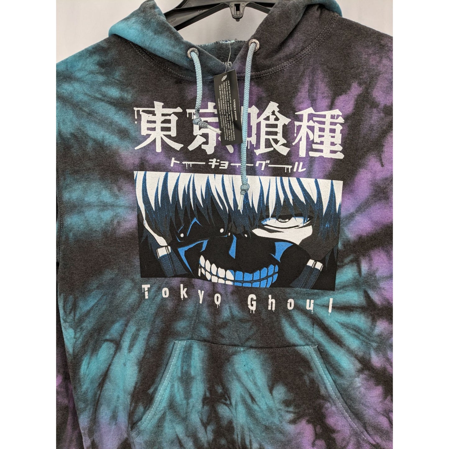 Tokyo Ghoul Women Black Tie-Dye Kaneki's face Hoodie Size S NWT