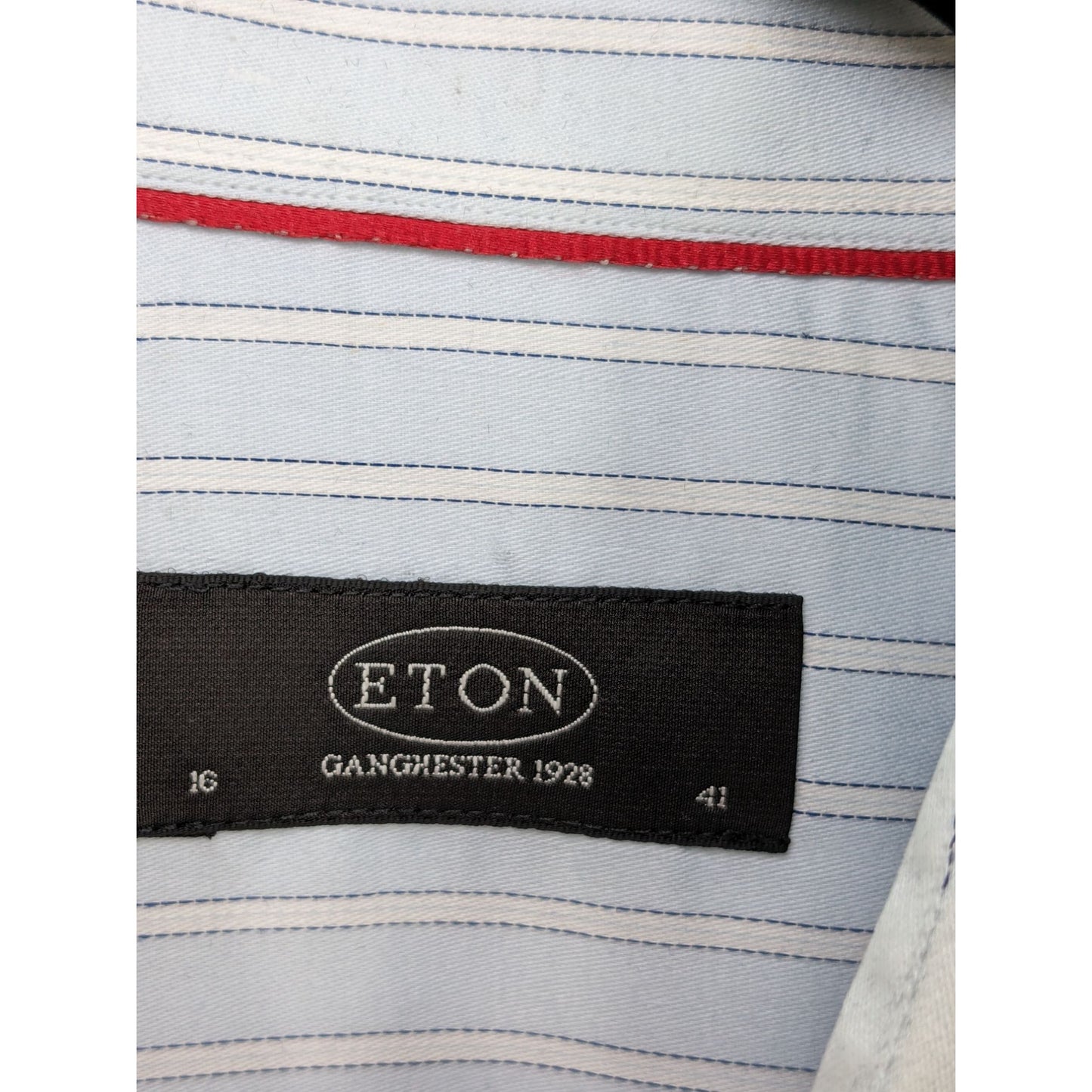 Eton Ganghester 1928 Men Light Blue & White Striped Dress Shirt Size 16 / 41