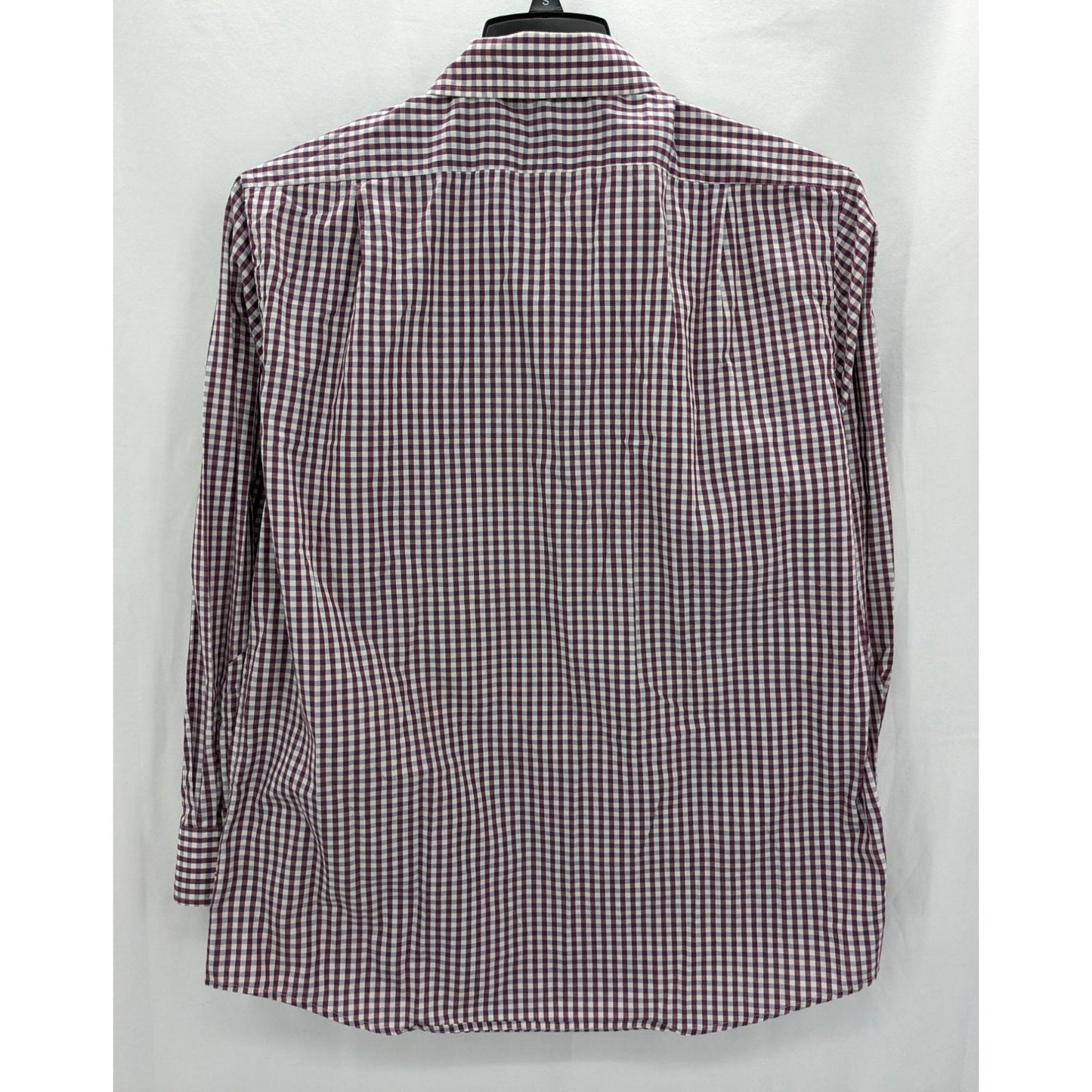 Dockers Men Fitted Burgundy Plaid Long Sleeve Button-Up Shirt Size L