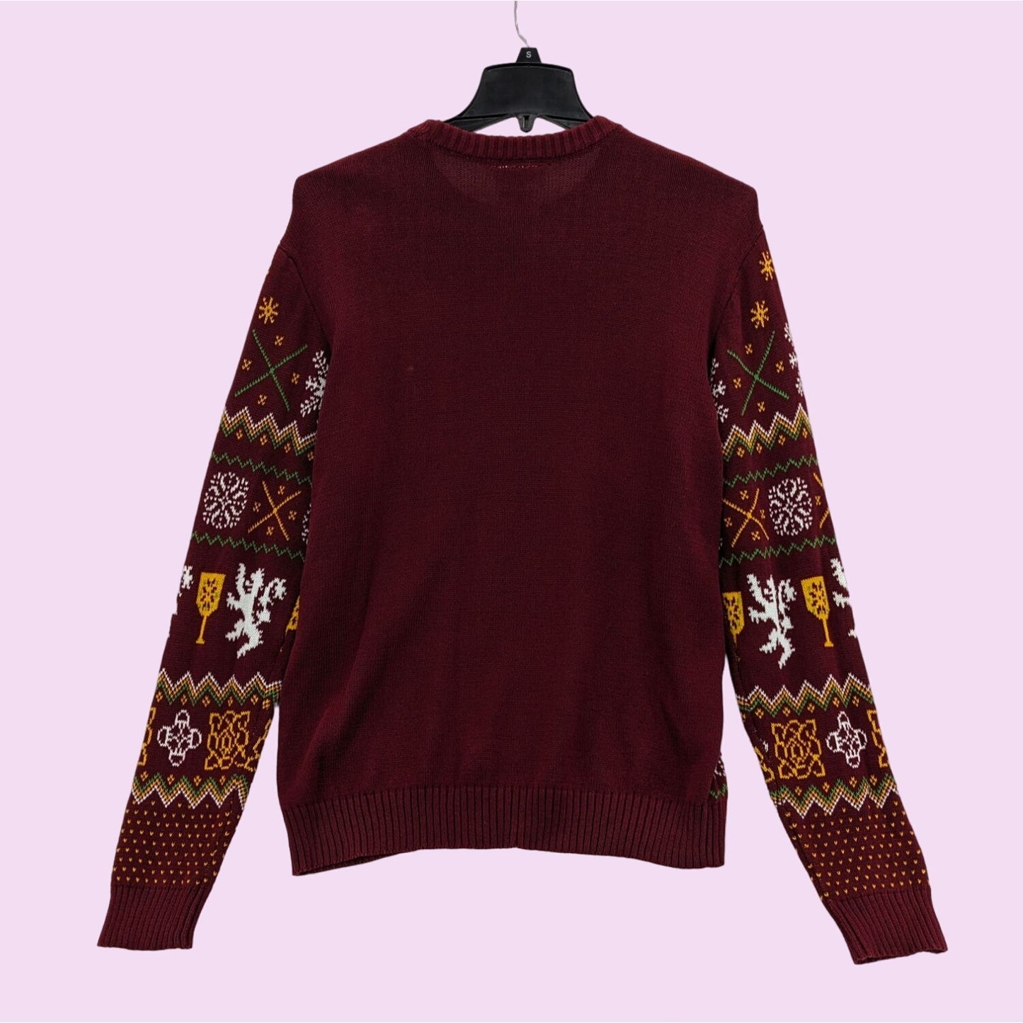 Game Of Thrones Burgundy Pullover Knit Holiday Cosplay Fair Isle Sweater Size L