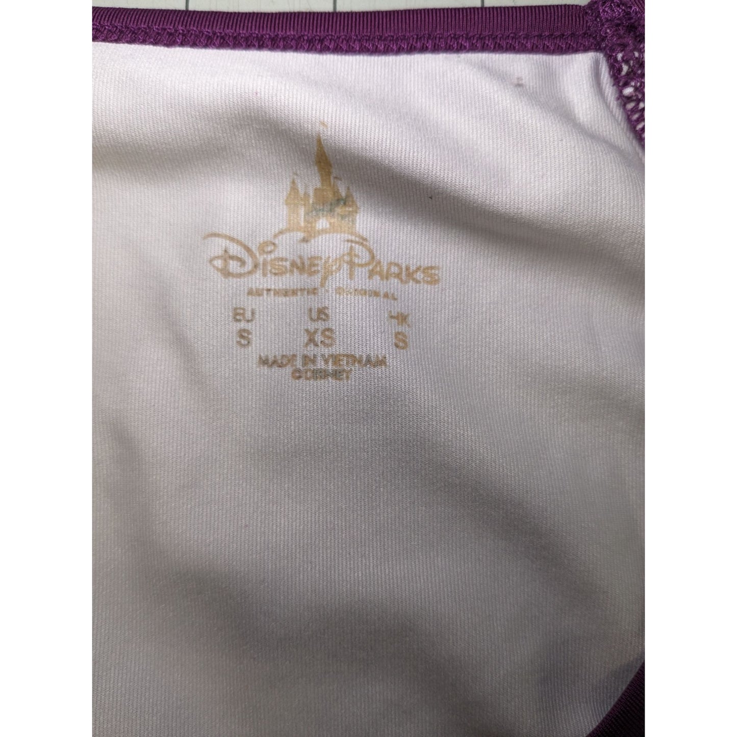 Disney Parks Women Athletic Mickey Mouse Paisley Short Sleeve Top Size XS