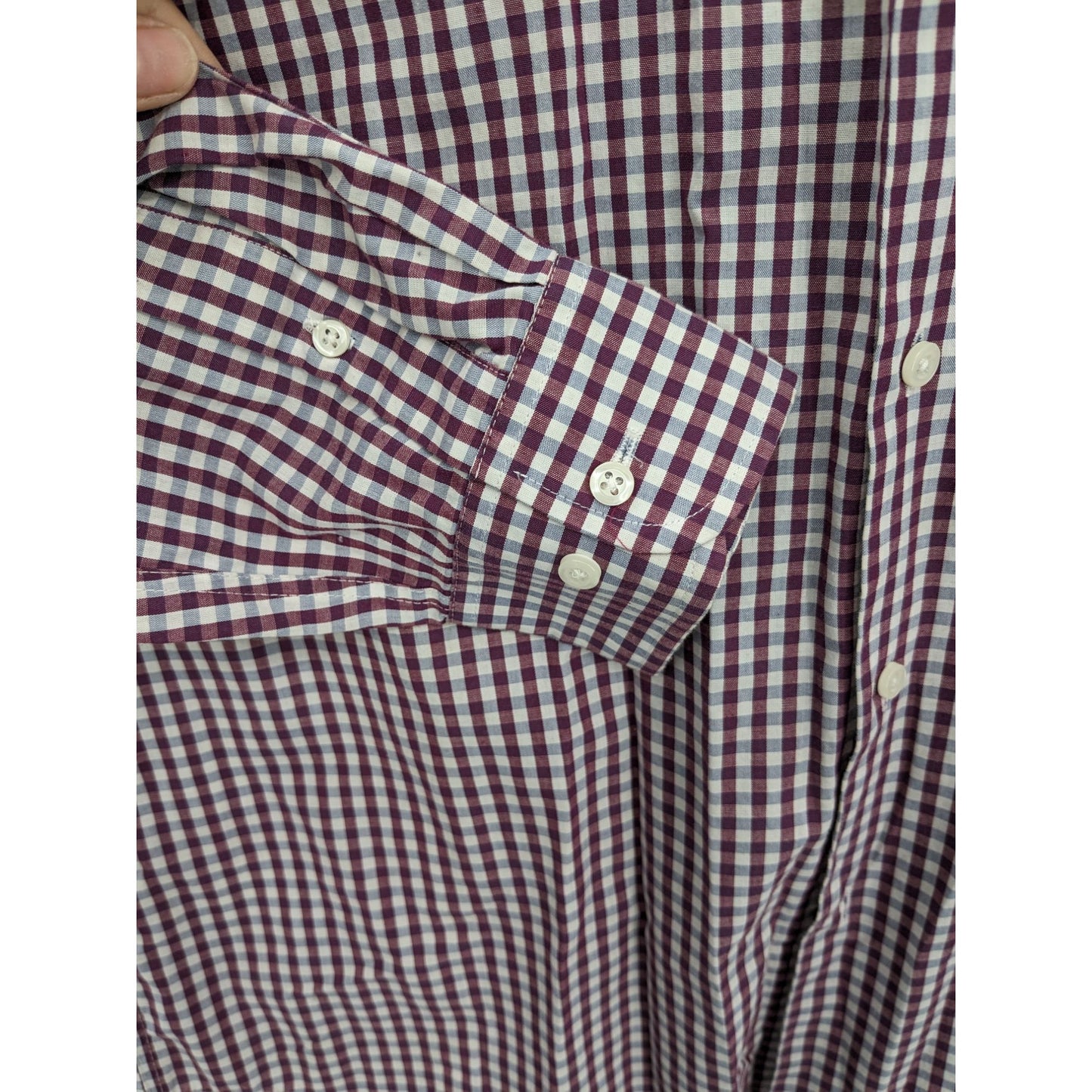 Dockers Men Fitted Burgundy Plaid Long Sleeve Button-Up Shirt Size L