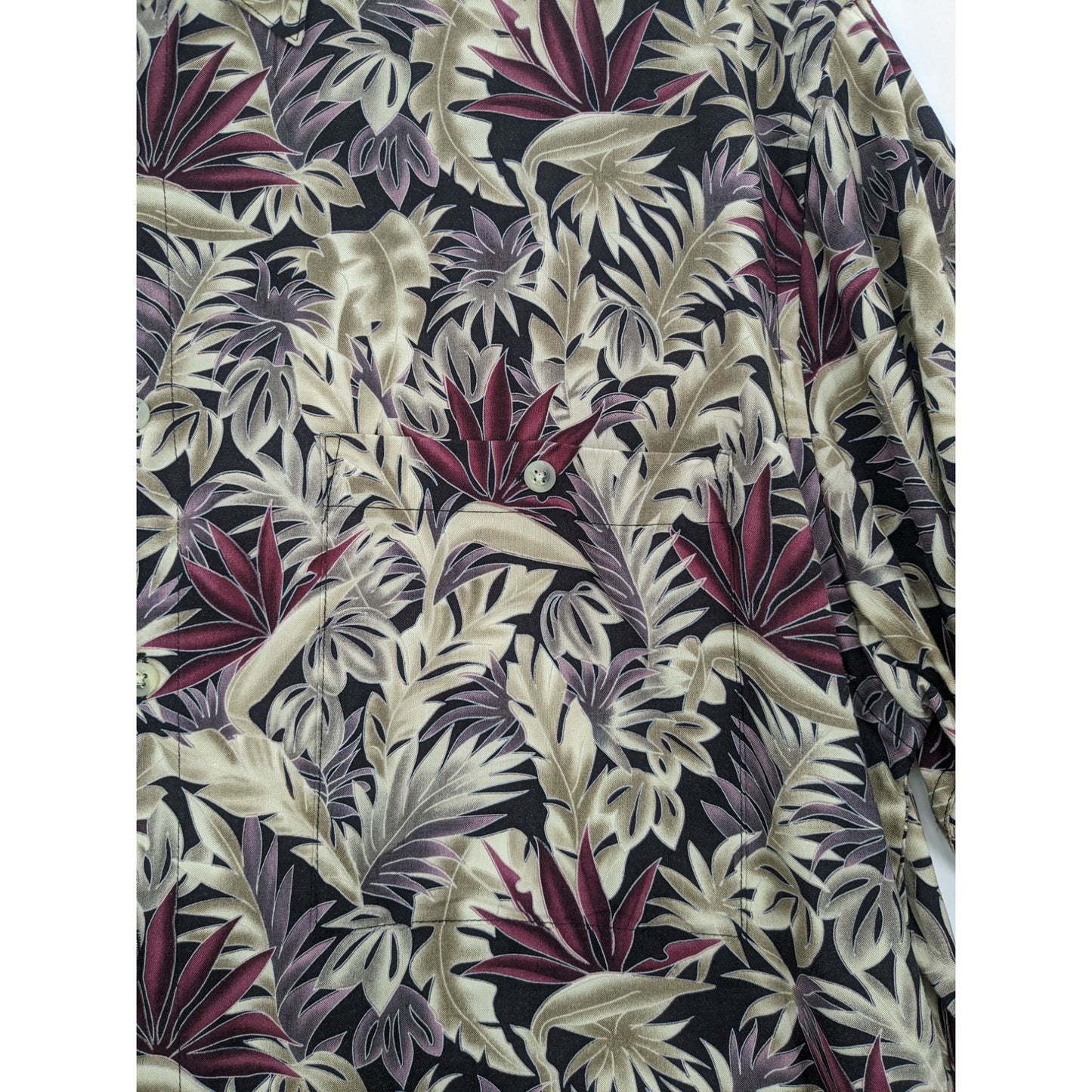 Pierre Cardin Tropical Floral Button-Up Short Sleeve Hawaiian Men Shirt Size L