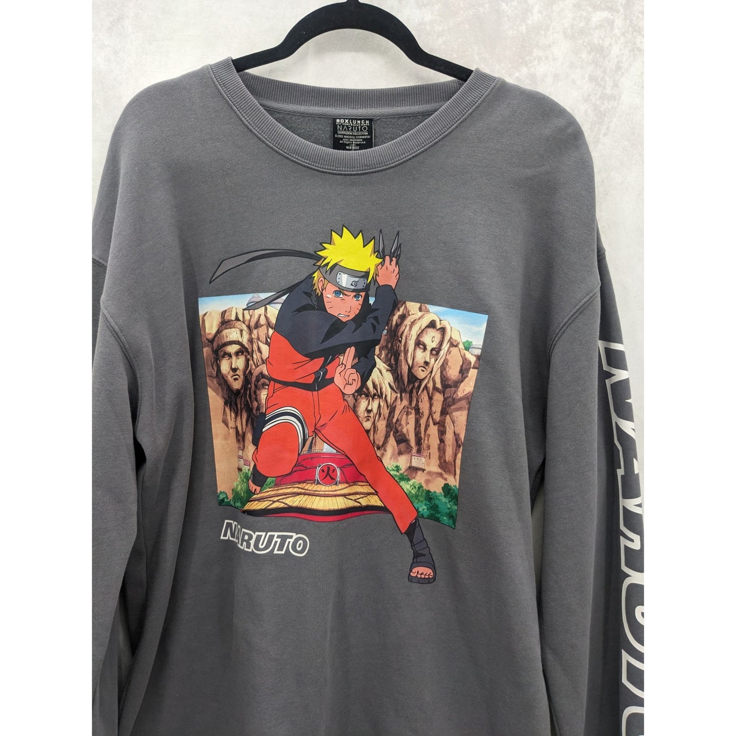 Naruto Shippuden Unisex Gray Hokage Rock Toggle Crew-neck Sweatshirt Size L