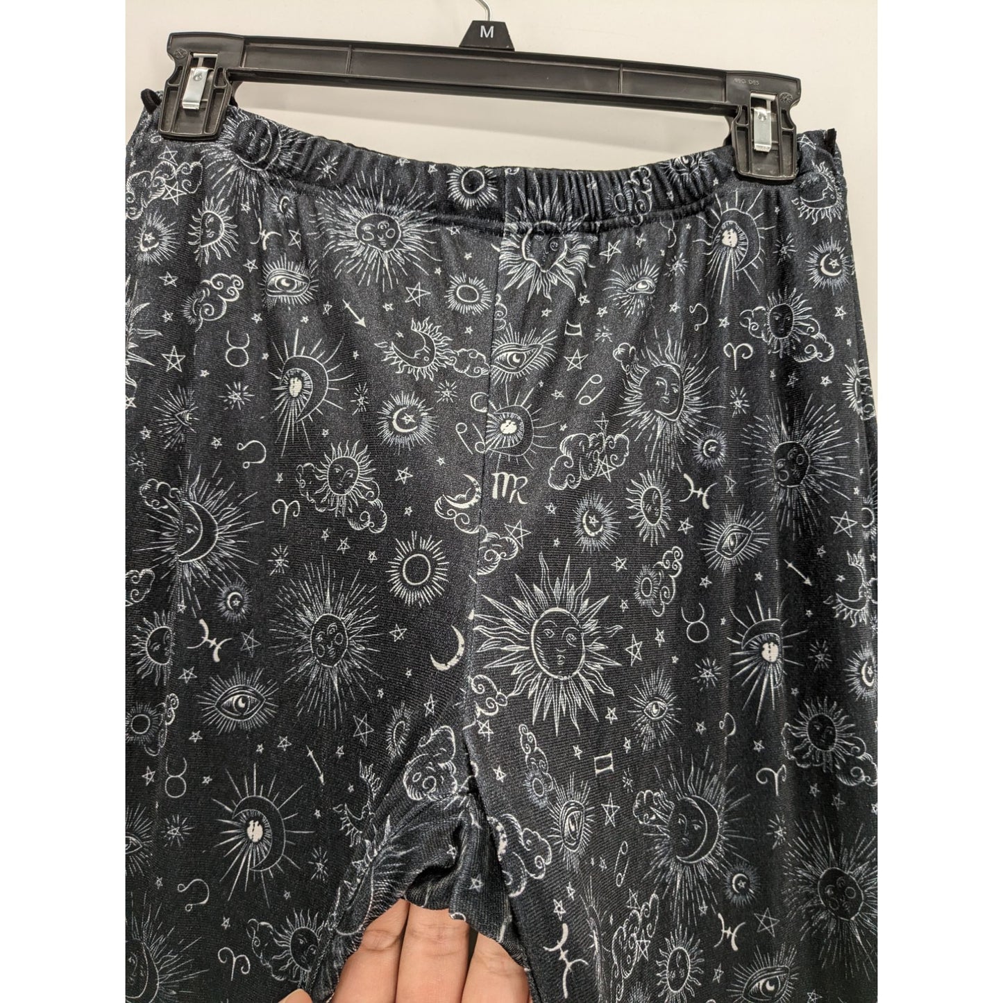 Hot Topic Black Celestial Velvet Flare Leggings Mystical Pull-On Women Size M