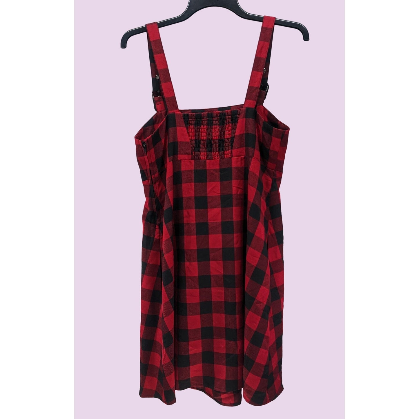 Hot Topic Women Red Buffalo Plaid Buckle Strap Dark Academia Mini Dress Size M