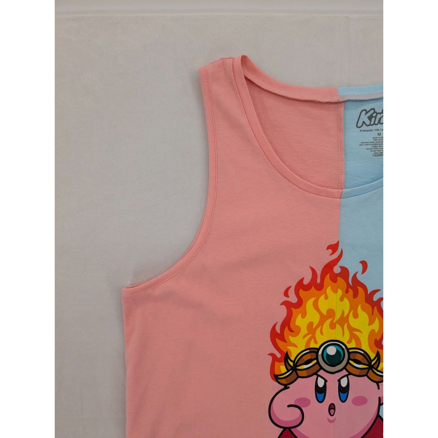 Nintendo Kirby Fire Split Crewneck Sleeveless Cosplay Men Print Tank Top Size M