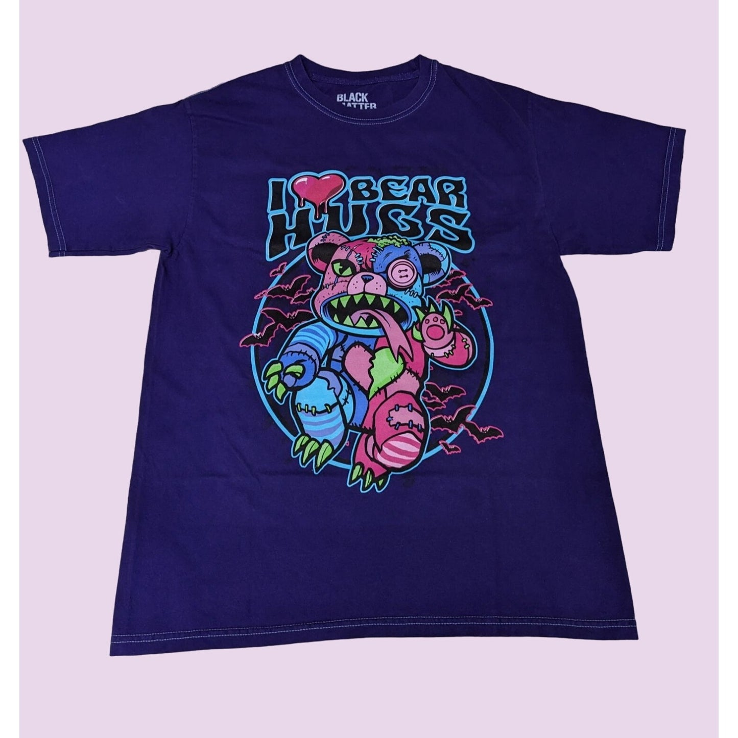 Black Matter Purple Zombie I Love Bear Hugs Graphic Unisex T-Shirt Size M