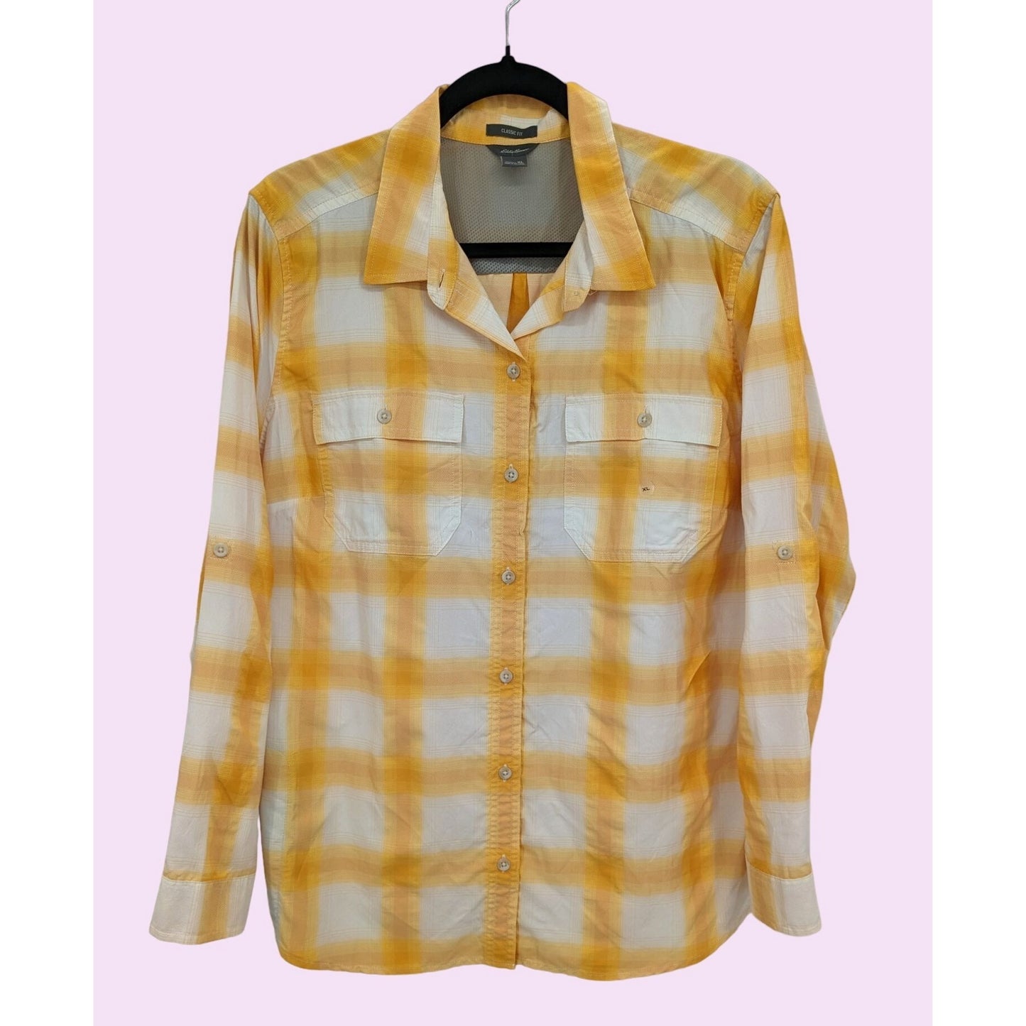 Eddie Bauer Women Classic Fit Yellow Adventurer 3.0 Long Sleeve Shirt Size XL