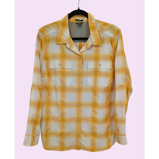 Eddie Bauer Women Classic Fit Yellow Adventurer 3.0 Long Sleeve Shirt Size XL