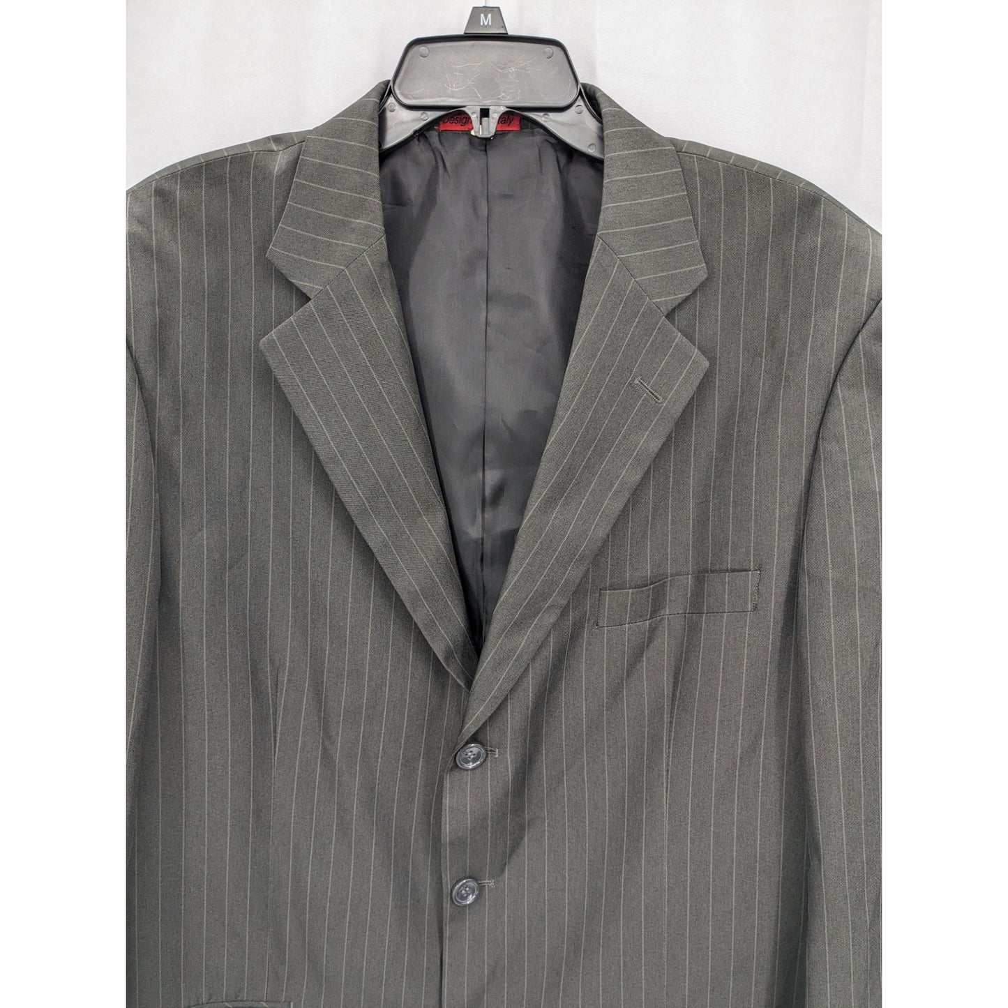 Jean Paul Men Black Pinstripes Single Breasted Blazer Suit Jacket Size 46R