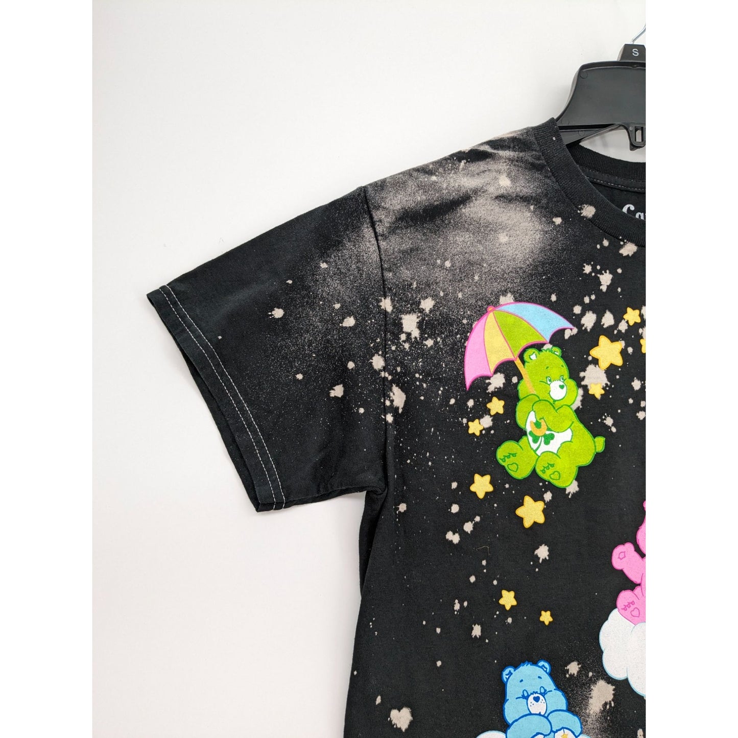 Care Bears Bleached Group Cloud Black Grunge Boyfriend Fit Women T-Shirt Size M