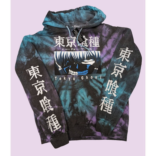 Tokyo Ghoul Women Black Tie-Dye Kaneki's face Hoodie Size S NWT