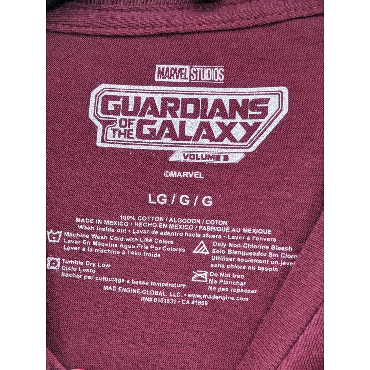 Marvel Guardians Of The Galaxy Burgundy Unisex Volume 3 Creature T-Shirt Size L