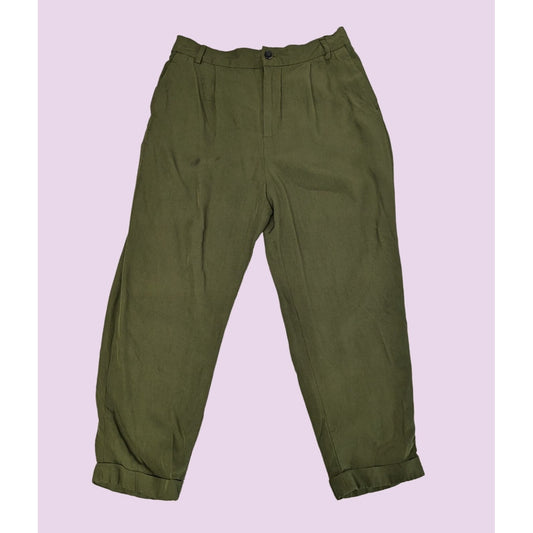 Zara Woman Olive Green Balloon Tapered Pants Size S