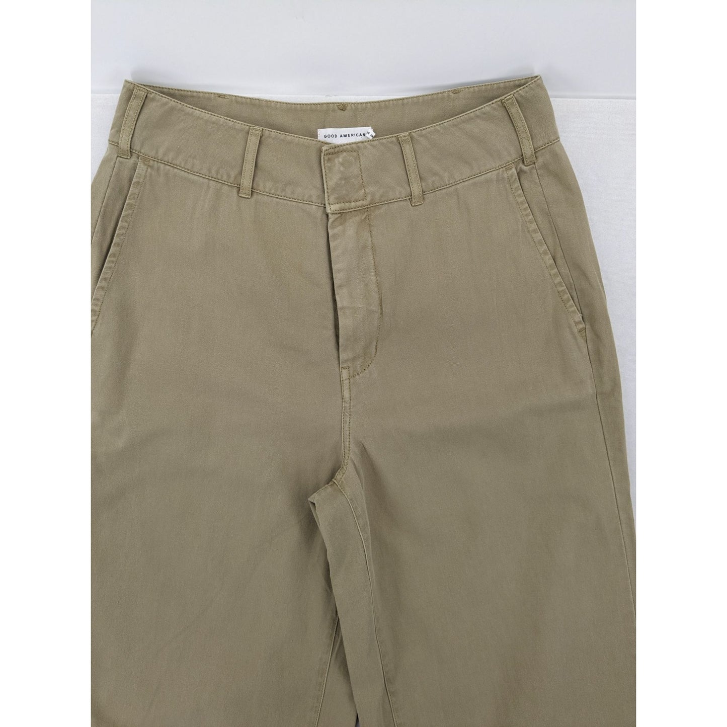 Good American Wide Leg Postal Khaki High-Waist Women Trouser Y2K Pants Size 4/27