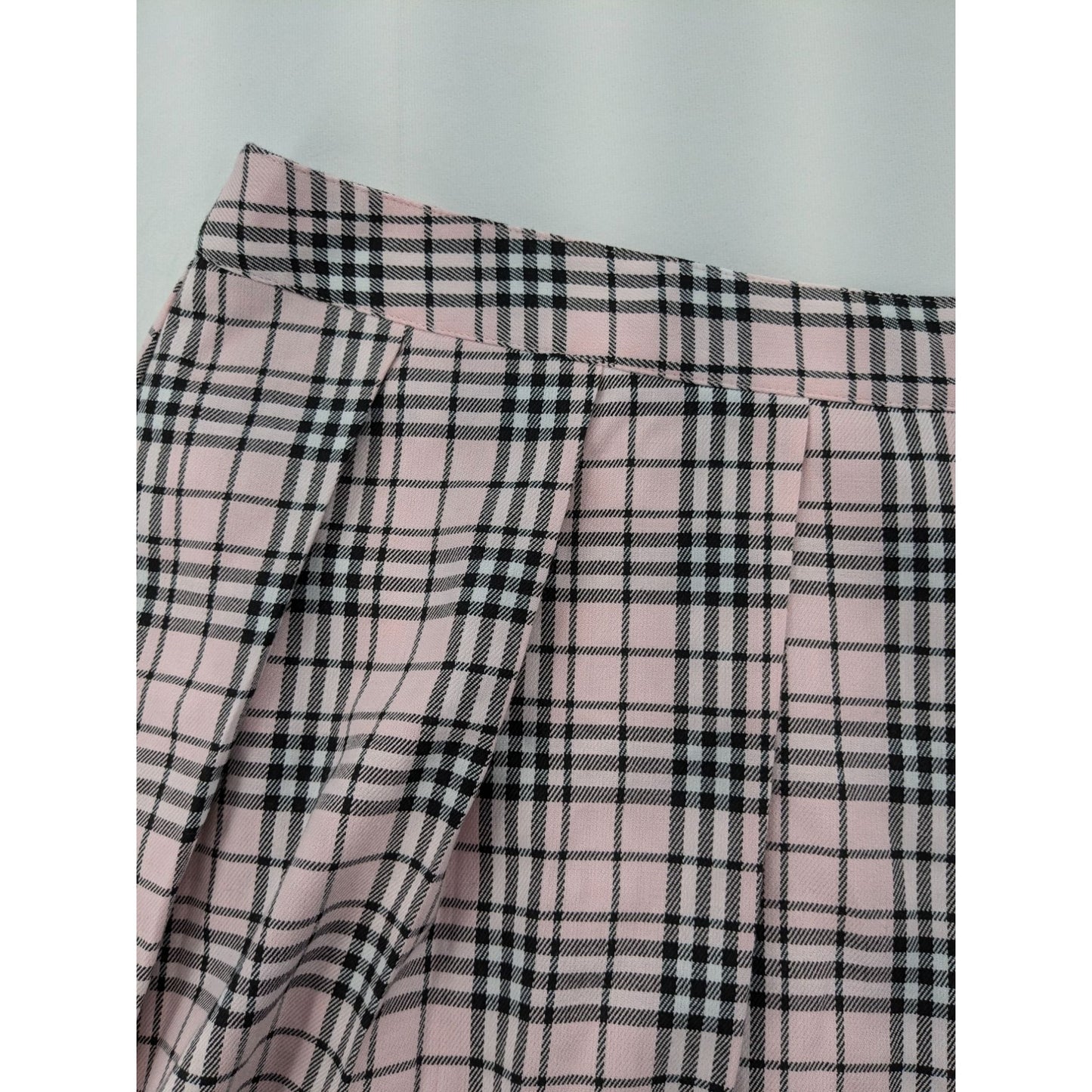 Disney Y2K Plaid Pleated Skort Soft Pink & Black Mini Women Size 2X Academia