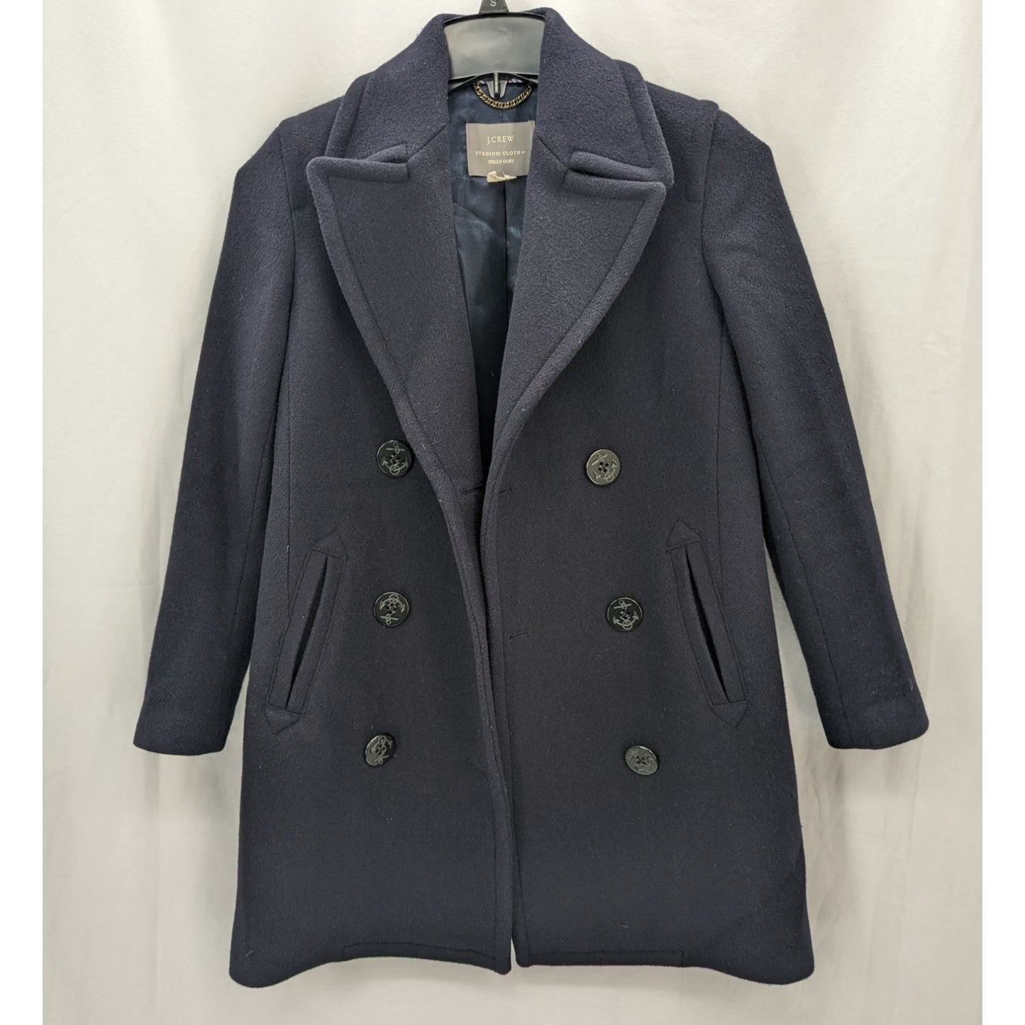 J.Crew Stadium Cloth Women Blue Nello Gori Captain's Wool Pea Coat Size 00