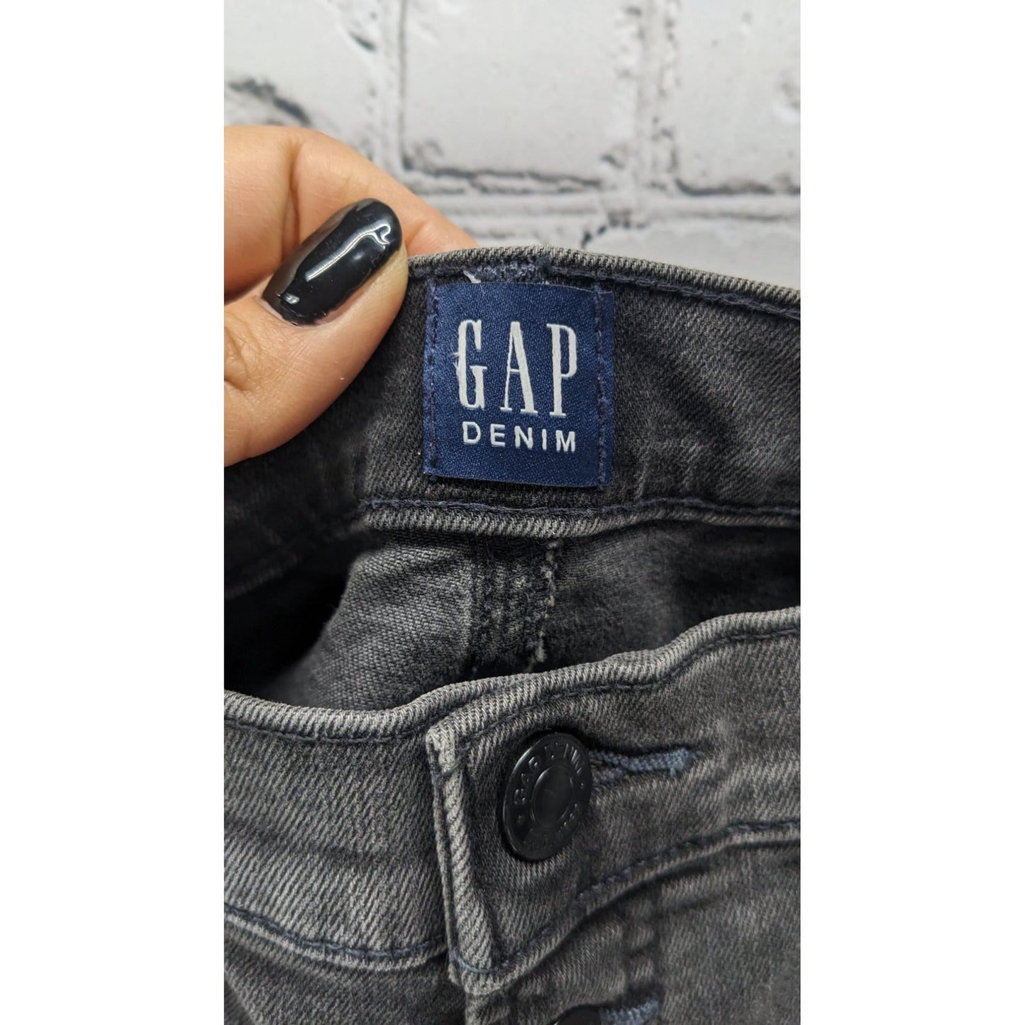 Gap Rue Skinny Black Distressed Jeans Size 16/33R