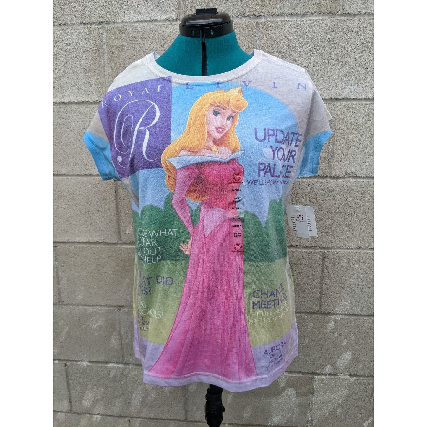 New Disney Store Princess Aurora T-shirt Royal Living Size L