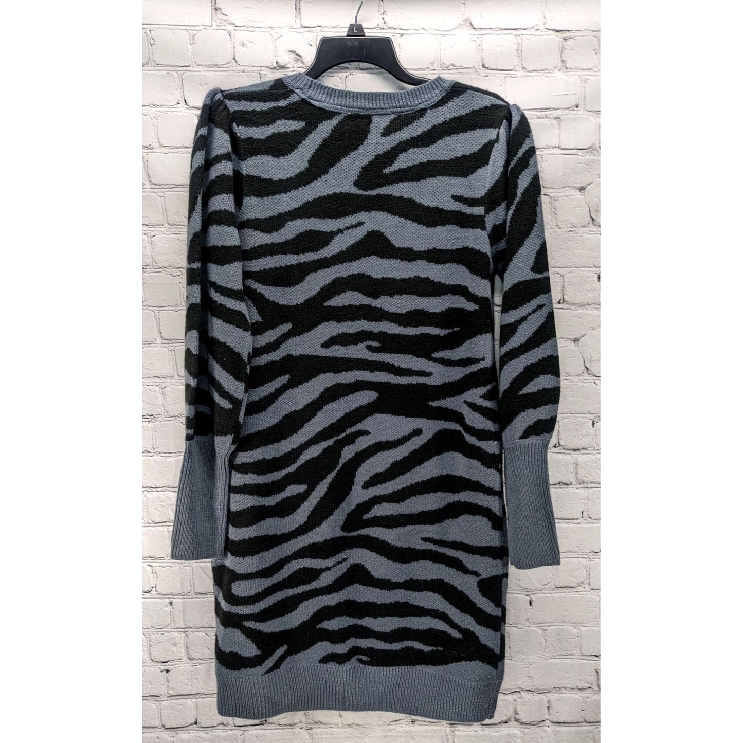 Time And True Gray & Black Zebra Print Sweater Dress Size L