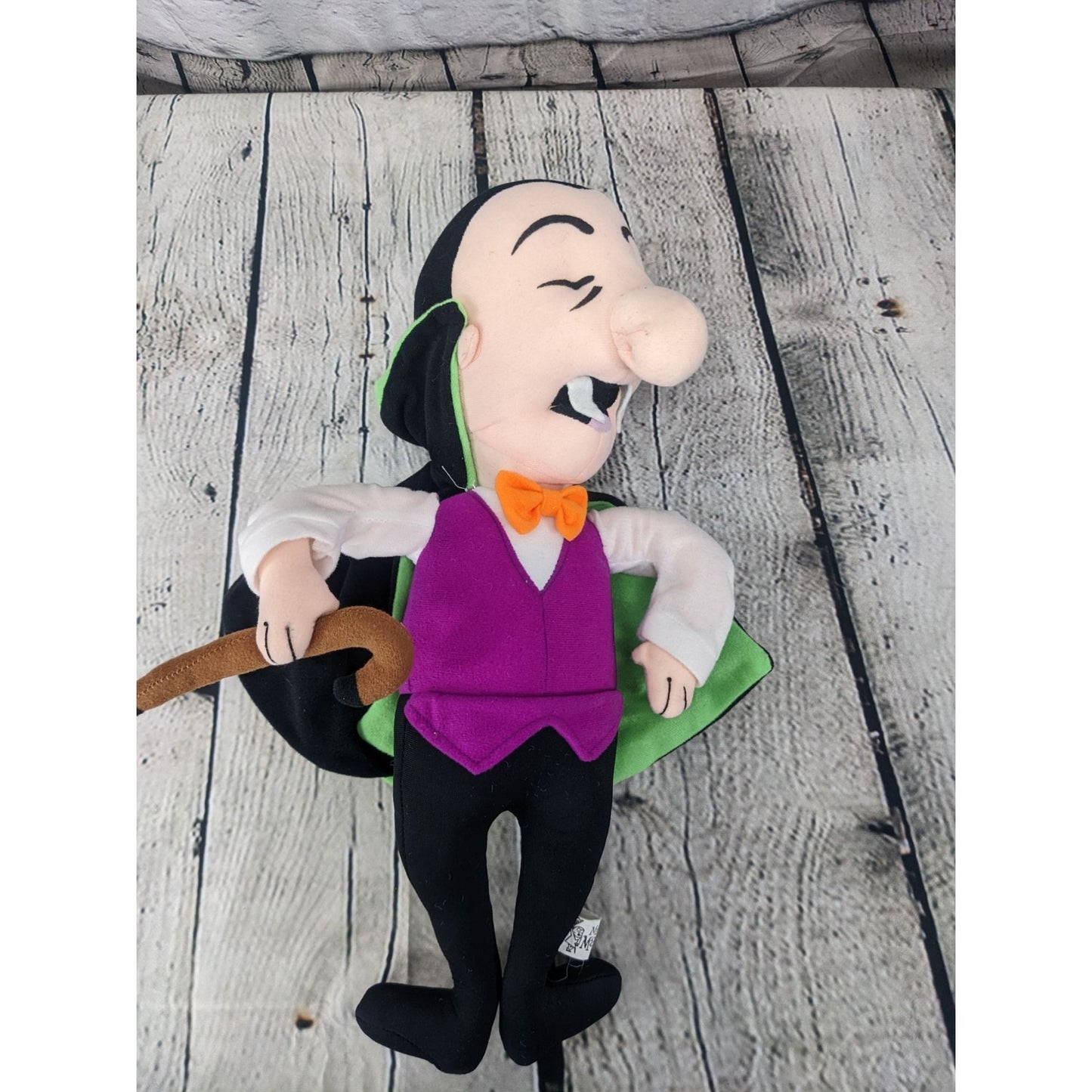 Vintage 2002 Mr. Magoo Dracula Plush Stuff Doll Black Velvet Cape 16"