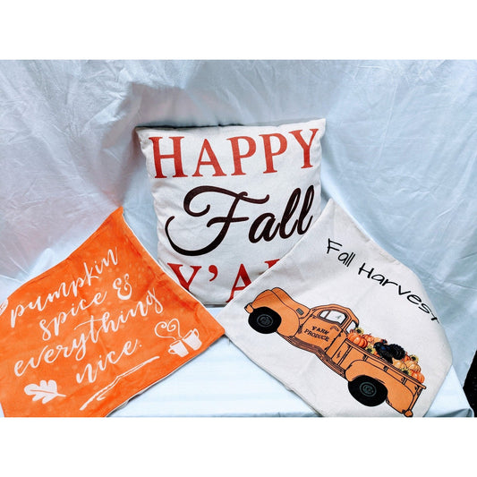 Pre-Owned fall 3 set pillow covers and one animal print pillow.