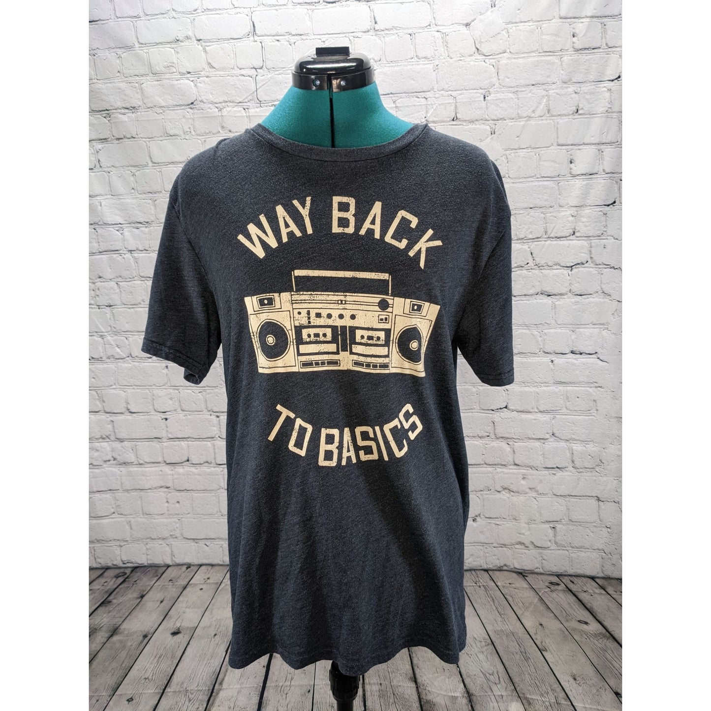 GAP Men's T-shirt "Way Back To Basic" Graphic T-shirt Blue/Gray blend Size M