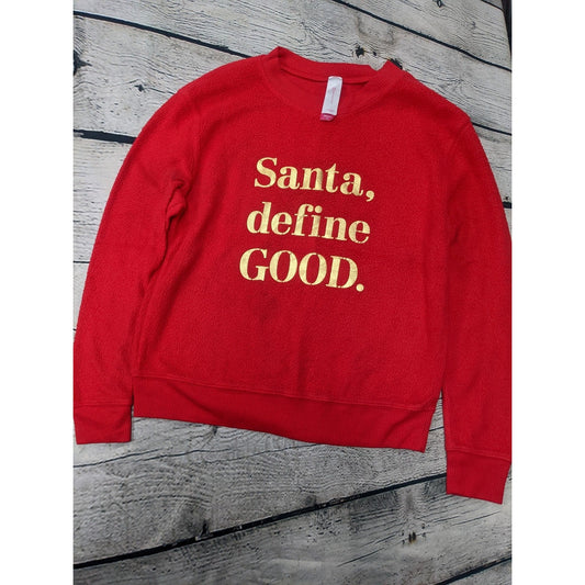 No boundaries Girls' Red Soft sweater "Santa, defines GOOD." Size XS  pre-owned