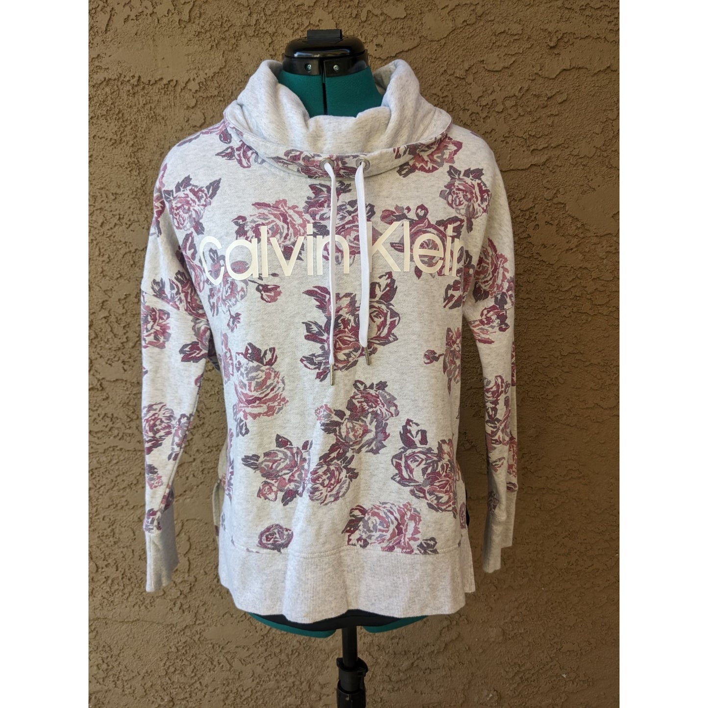 Women's Calvin Klein Floral Funnel Neck Pullover Sweater Size M