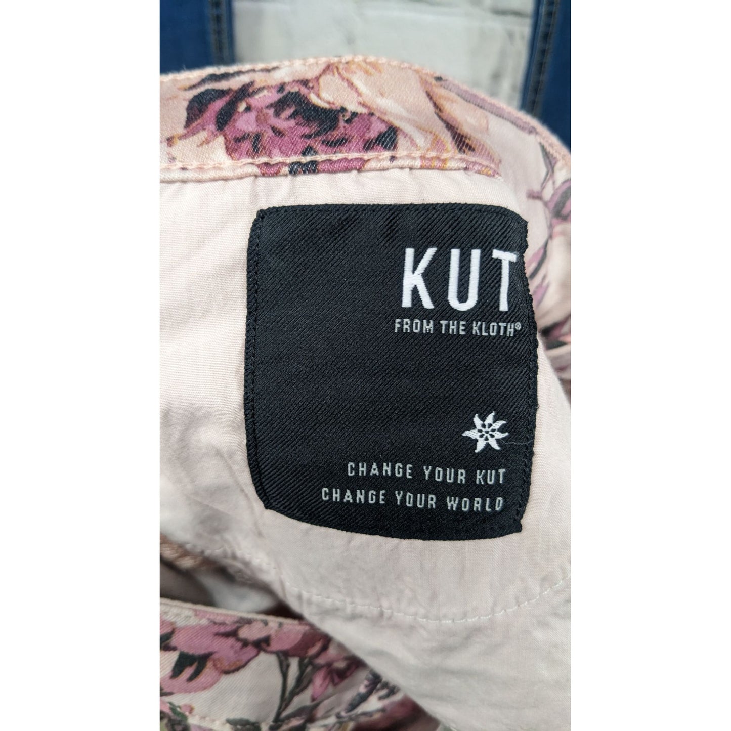 New KUT from The Kloth Connie skinny crop Floral Pink Print Jeans Size 12