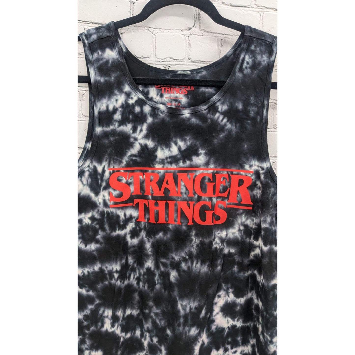 Stranger Things Logo Black & White Wash Tank Top Size S