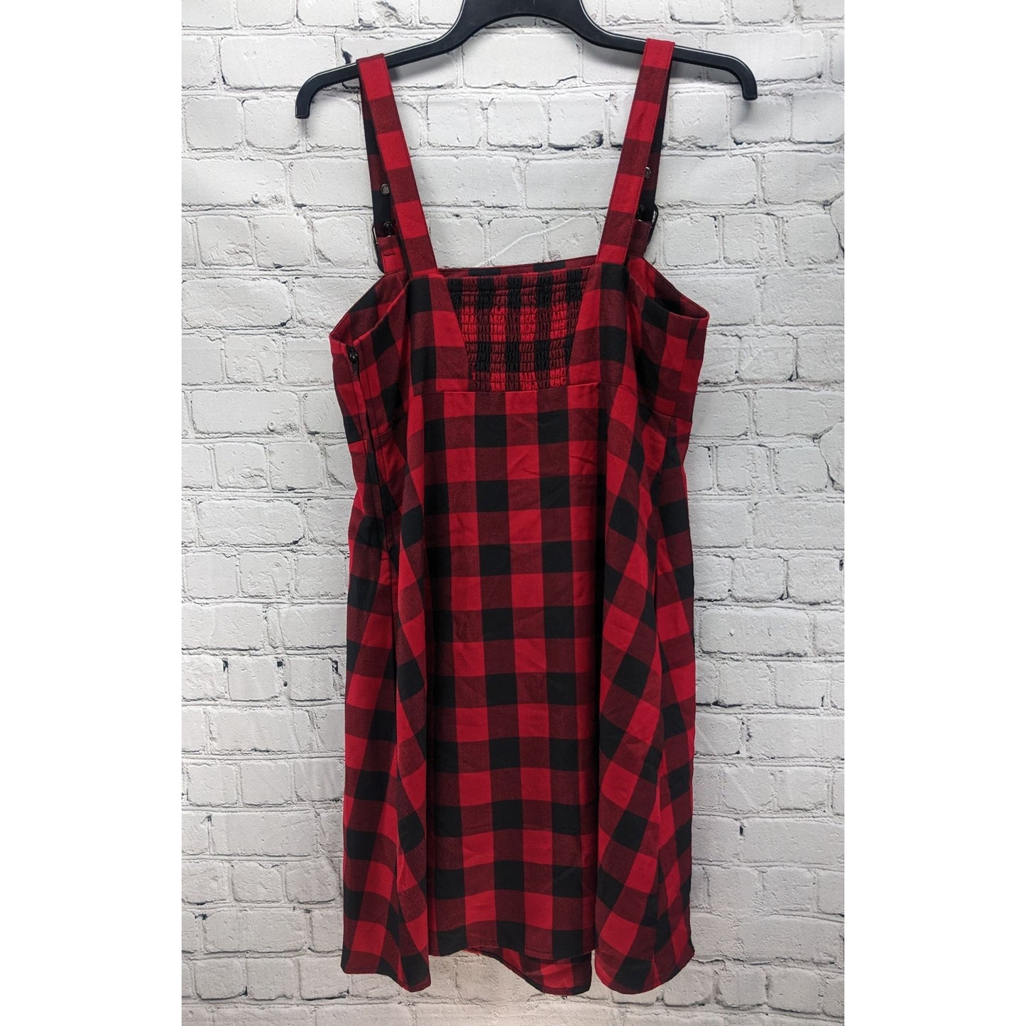 Red & Black Buffalo Plaid Buckle Strap Dress M