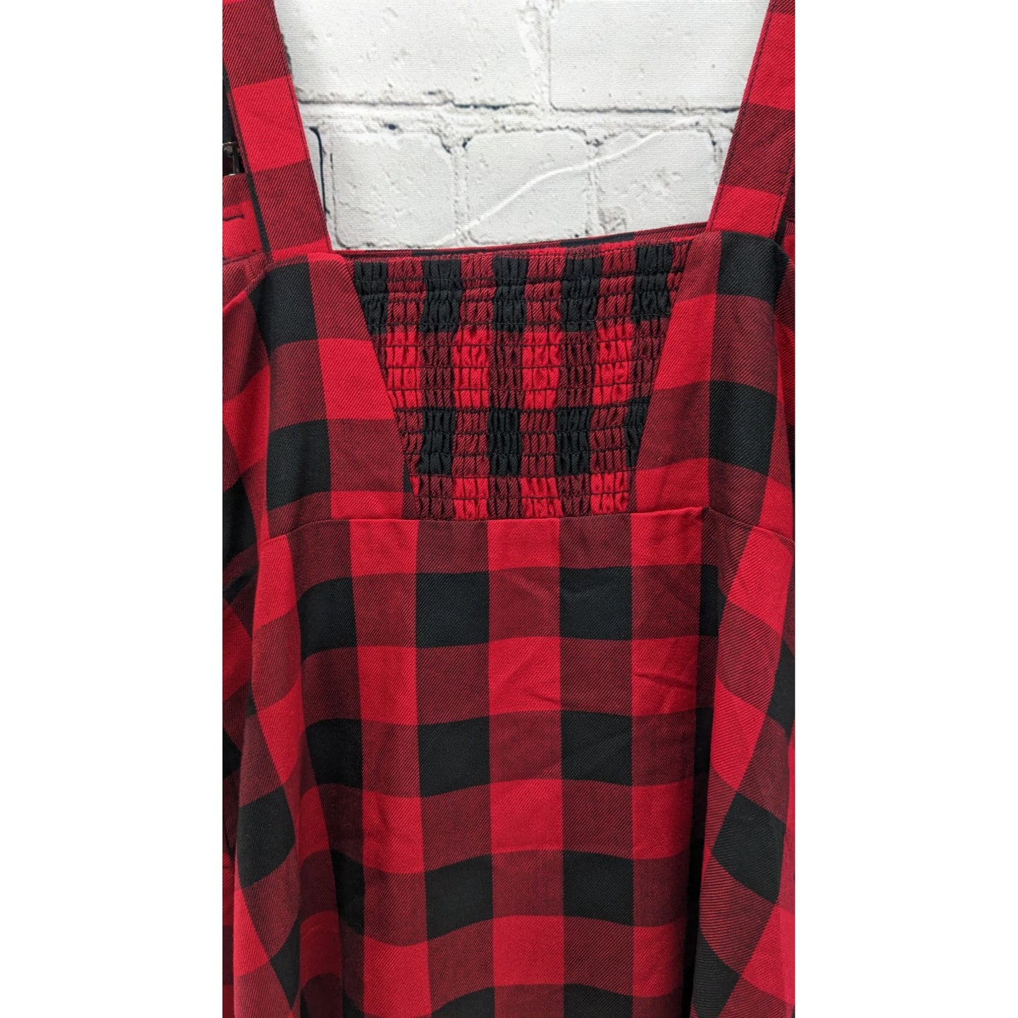 Red & Black Buffalo Plaid Buckle Strap Dress M