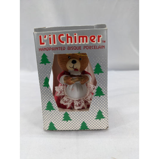 Pre-Owned Jasco L'il Chimer Bear With Cake Porcelain Bell Christmas Tree