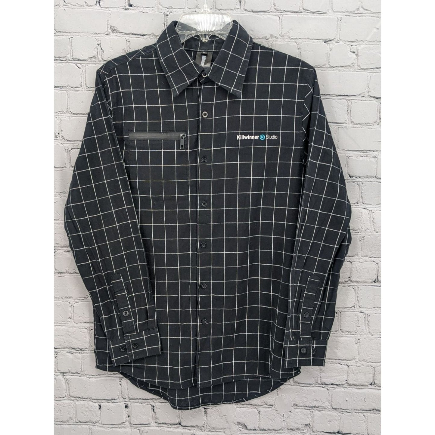 Killwinner Men's Long Sleeve Black Plaid Button Down Shirt Size M