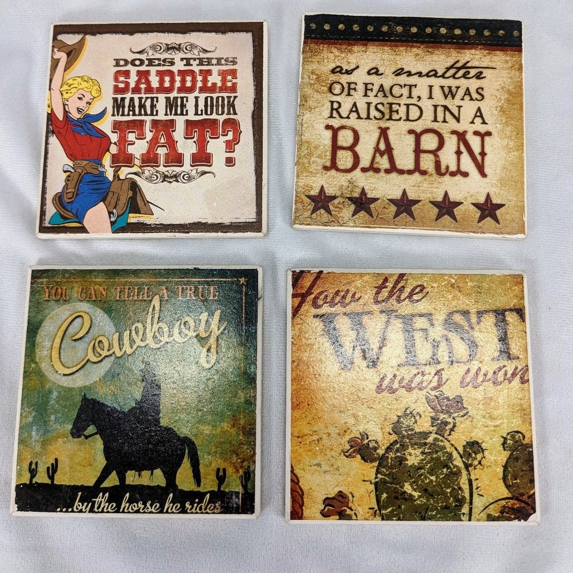 Pre-owned Wild West Coasters 4pcs Highland Graphics ceramic made in USA