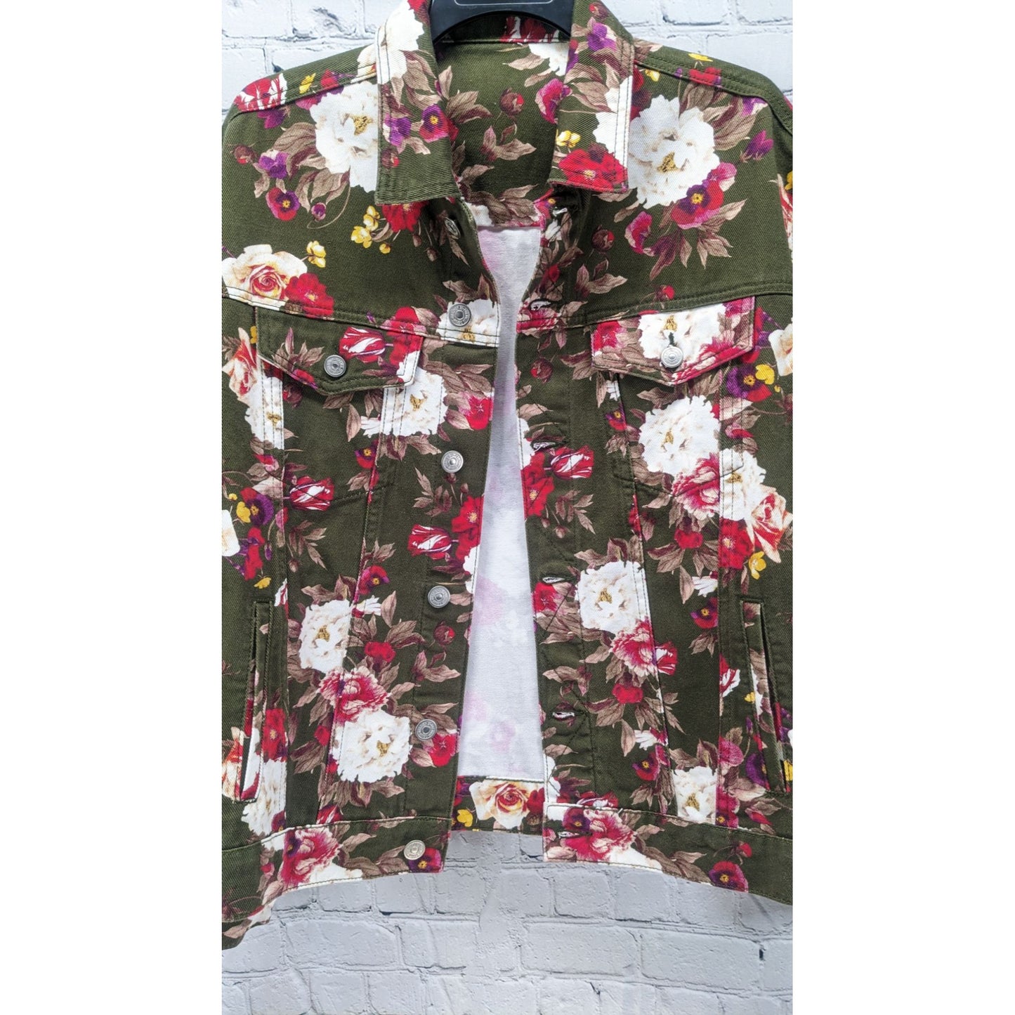 Forever 21 Premium Denim Oversized Floral Jacket