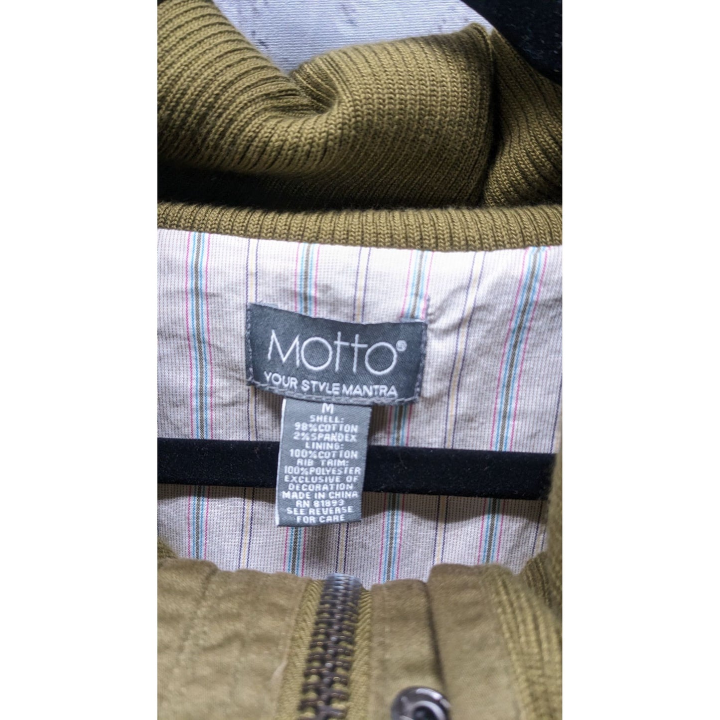 Vintage Motto Your Style Mantra Green Utility Jacket Size M